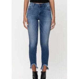 Cello Women's Carrie Mid Fray Hem Crop Jeans Size 1